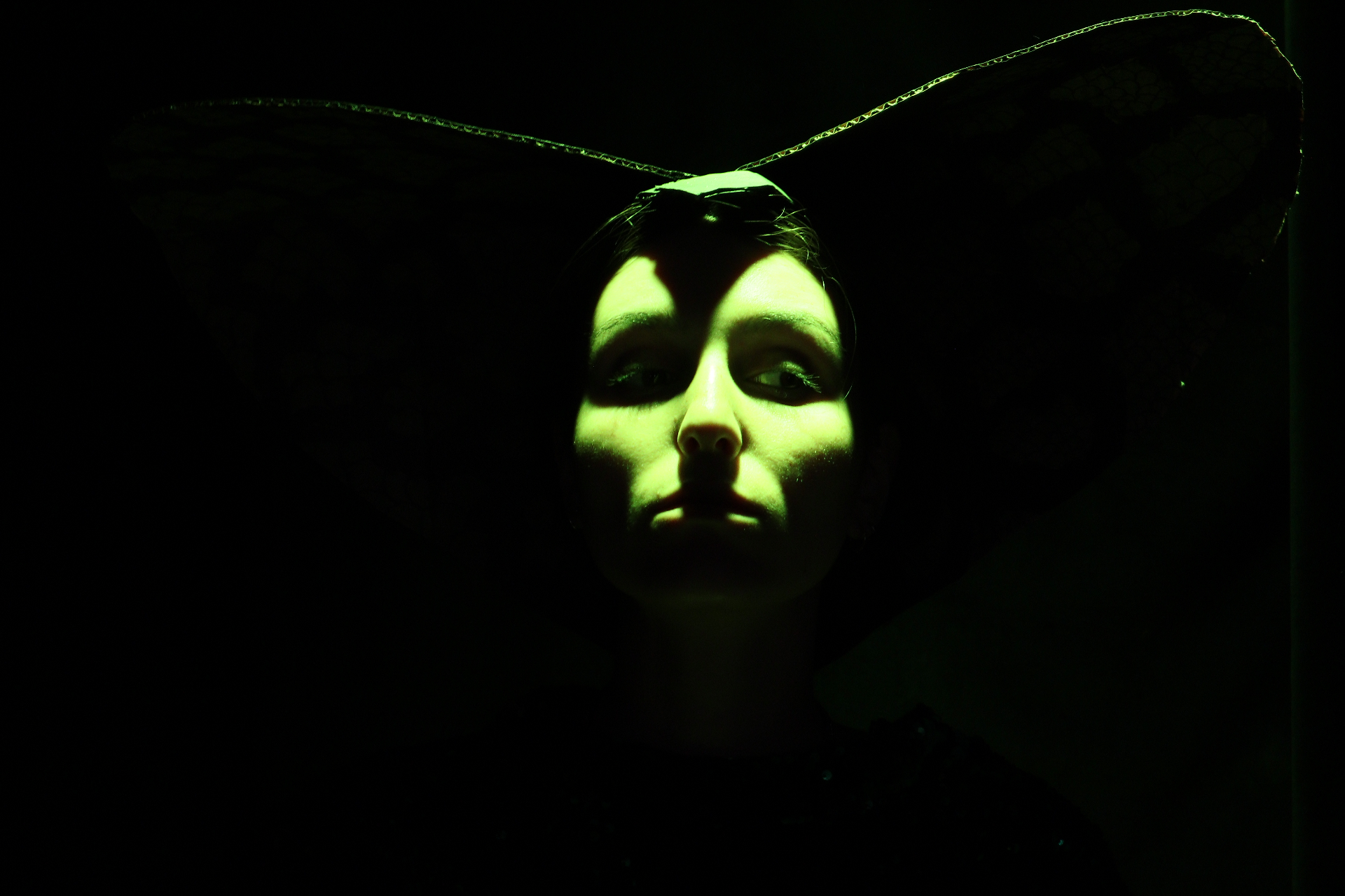 Scène Le Petit Prince - visage éclairé en vert